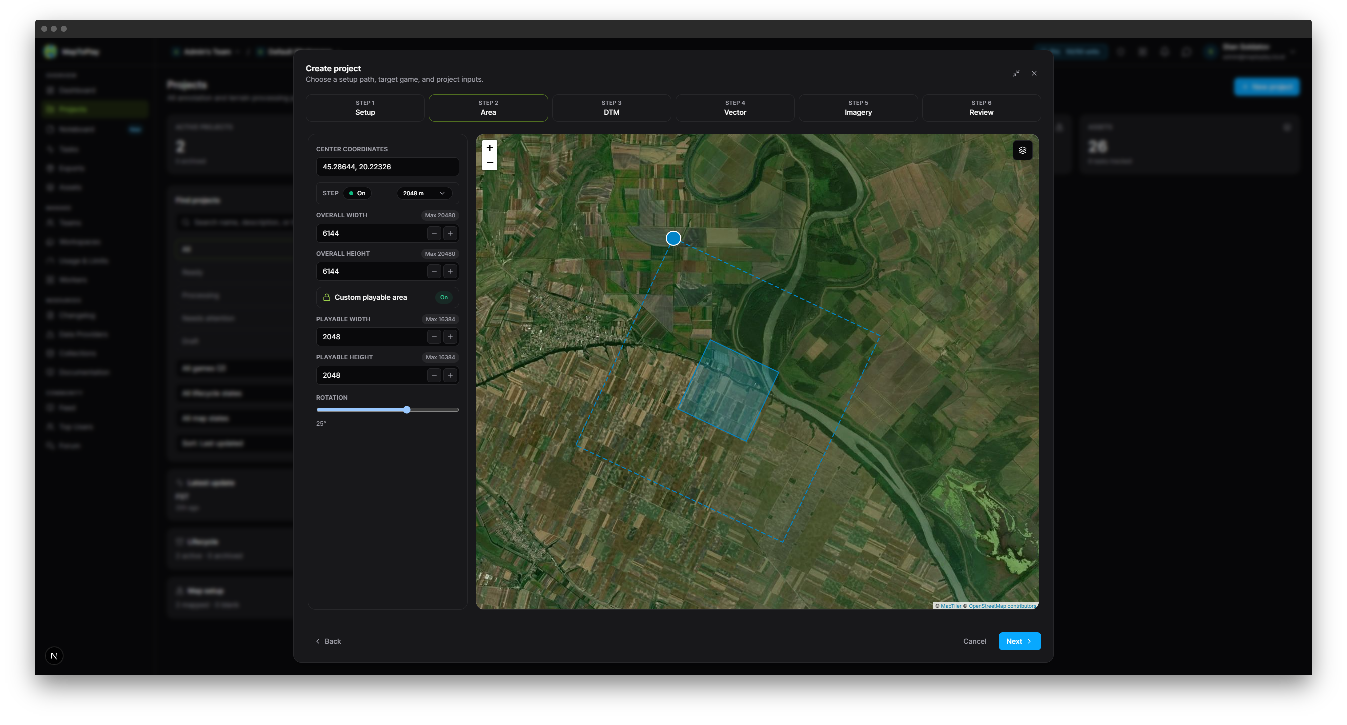 MapTiler Satellite Preview In The Wizard | MapToPlay
